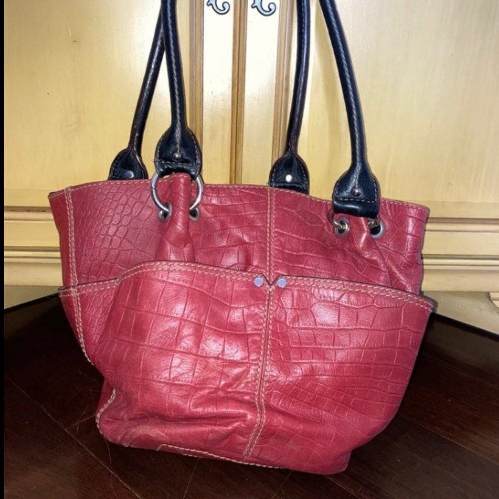 tignanello red leather handbag